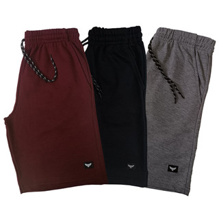 Kit 3 Bermudas Moletom Masculina Lisa Sortidas Desenho Academia Treino 100% Algodão Bermuda Confortável Atacado
