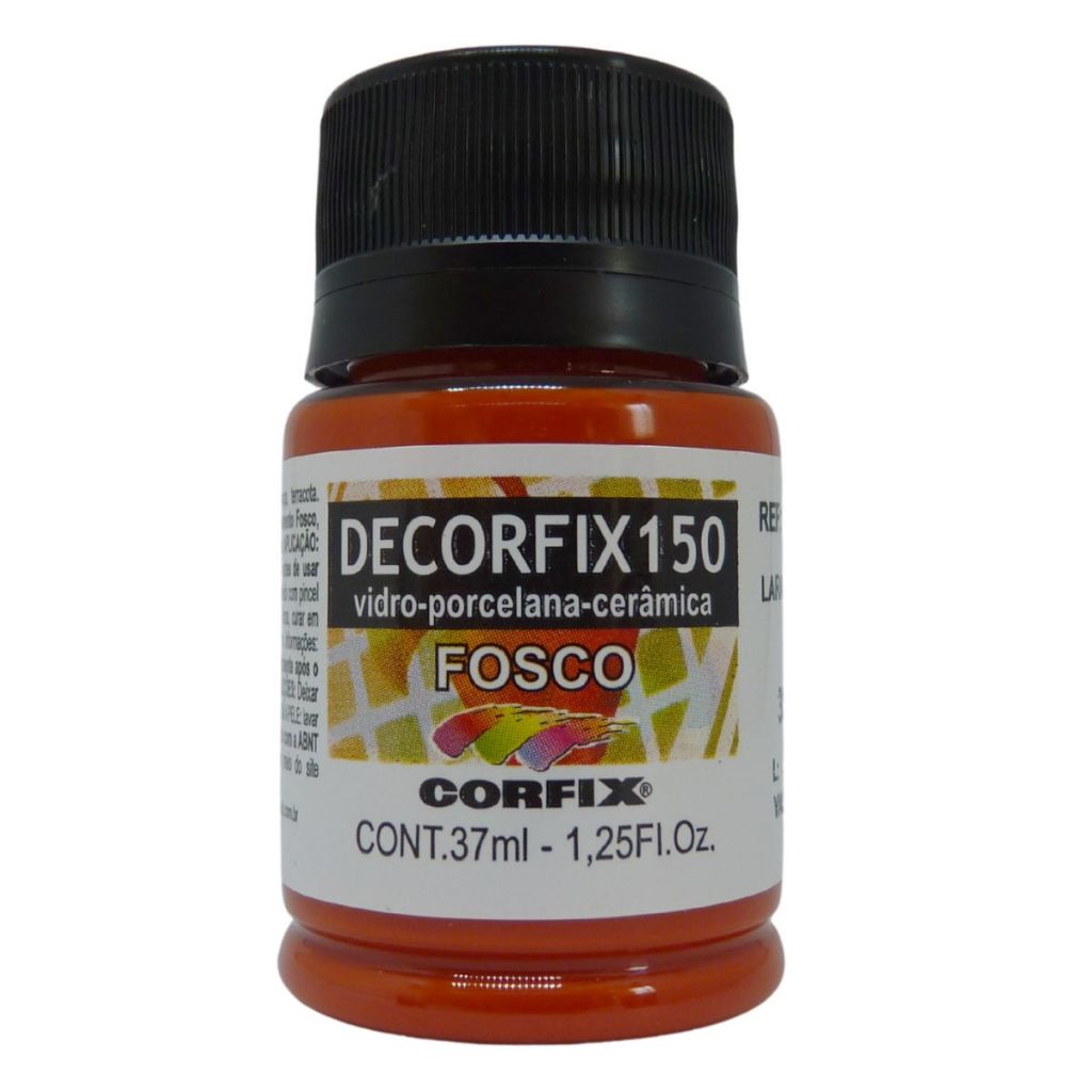 Tinta Decorfix 150 Fosca Corfix 37ml Cor 309 Laranja - Para Cerâmica, Vidro e Porcelana
