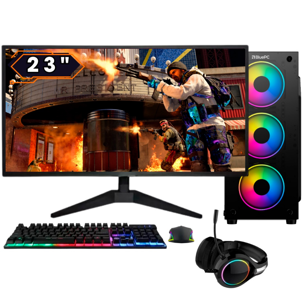 PC Gamer  BluePC FIRE Ryzen 7 5700G, 16GB, Radeon VEGA, SSD 256GB, 500W, Monitor 23"  - PG2E-1035FI em Oferta na Shopee