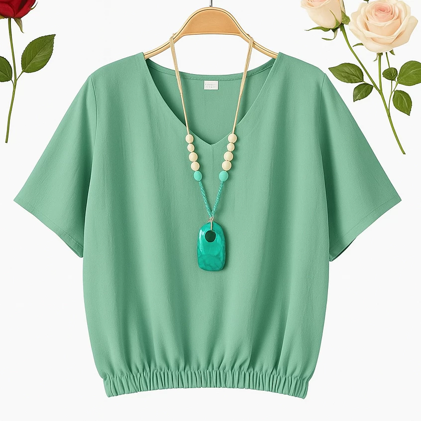 Camiseta/Blusa feminina moda fashion tecido duna com elástico Moda 2026 — imagem 1