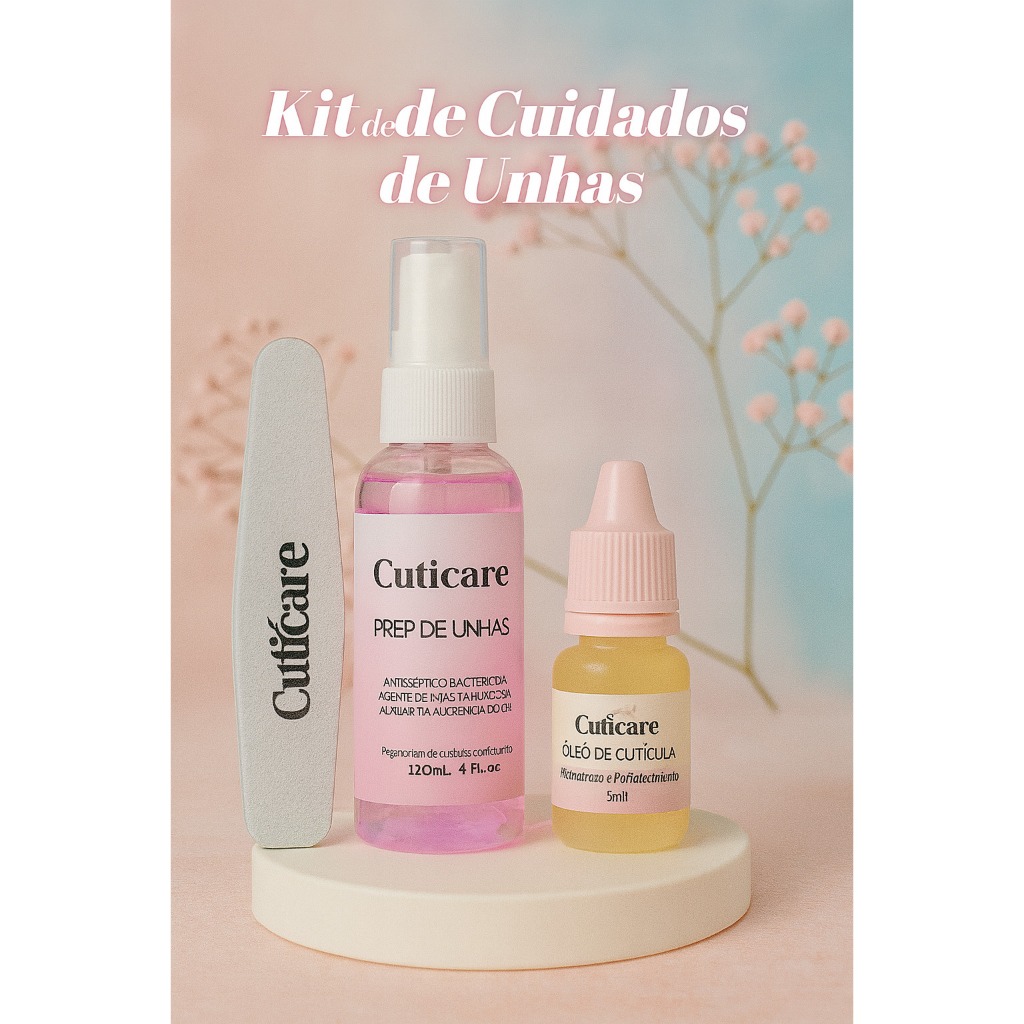 Kit Cuticare - Lixa + Prep + Oleo hidratante