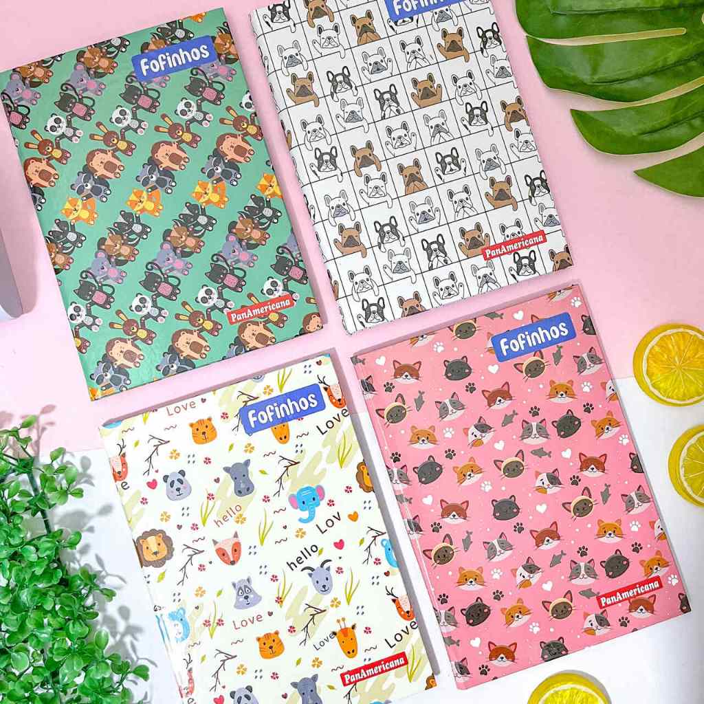 Caderno Brochura 1/4 Pautado Fofinhos 14 x 20 cm 96 Folhas - Panamericana