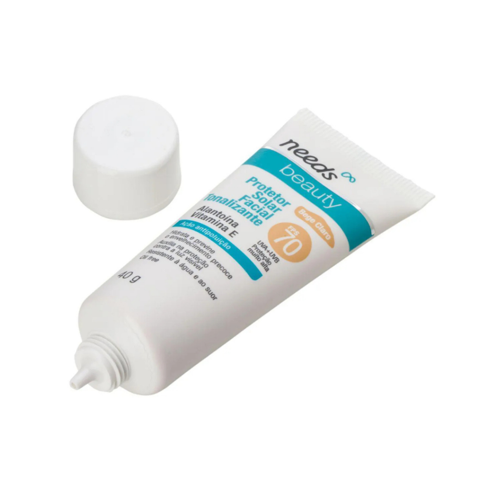 Protetor Solar Facial Needs Beauty cor Bege Claro FPS 70 com 40g