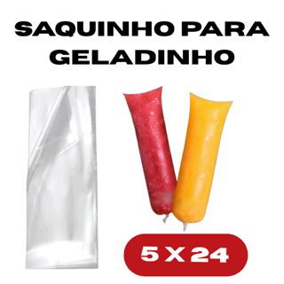 Saquinho transparente 5x24 para geladinho sacolé escolha a quantidade 100 , 200 , 300 ,400 , 500 e 1.000 unidades em Oferta na Shopee