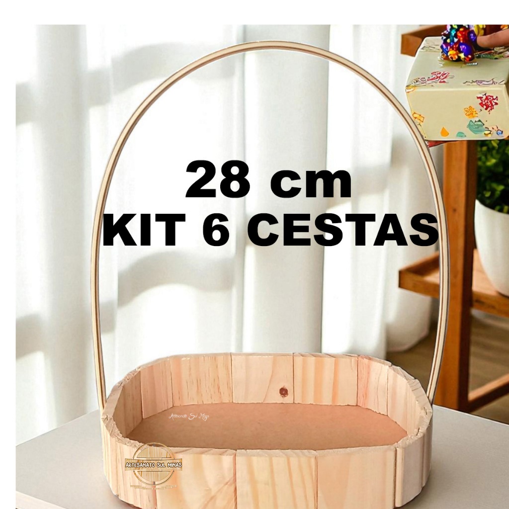 Kit 6 Cesta Oval Grande 28cm De Madeira Cestinha Fraldeira Oval Cesta de Madeira Grande Oval Cesta Pascoa Cesta Pinus