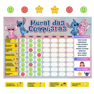 Mural Das Conquistas Rotina Diaria Infantil Lilo & Stitch Emoções em Oferta na Shopee