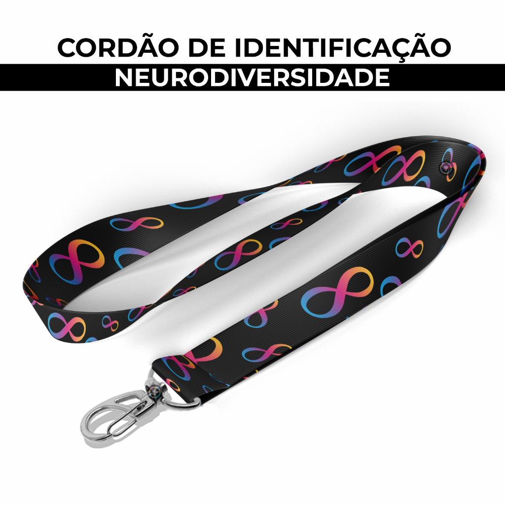 Cordão Identificação Neurodiversidade Preto Porta Crachá em Oferta na Shopee