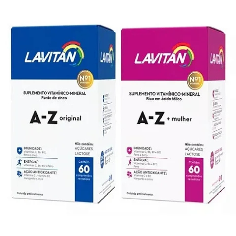 Kit Casal Lavitan Vitamina A-z Homem E Mulher 60 Comprimidos