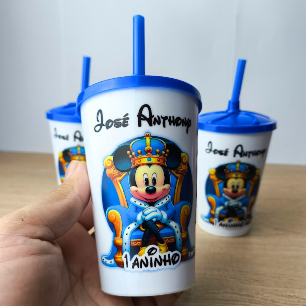 Copo Personalizado Mickey Realeza lembrancinhas de Aniversário infantil