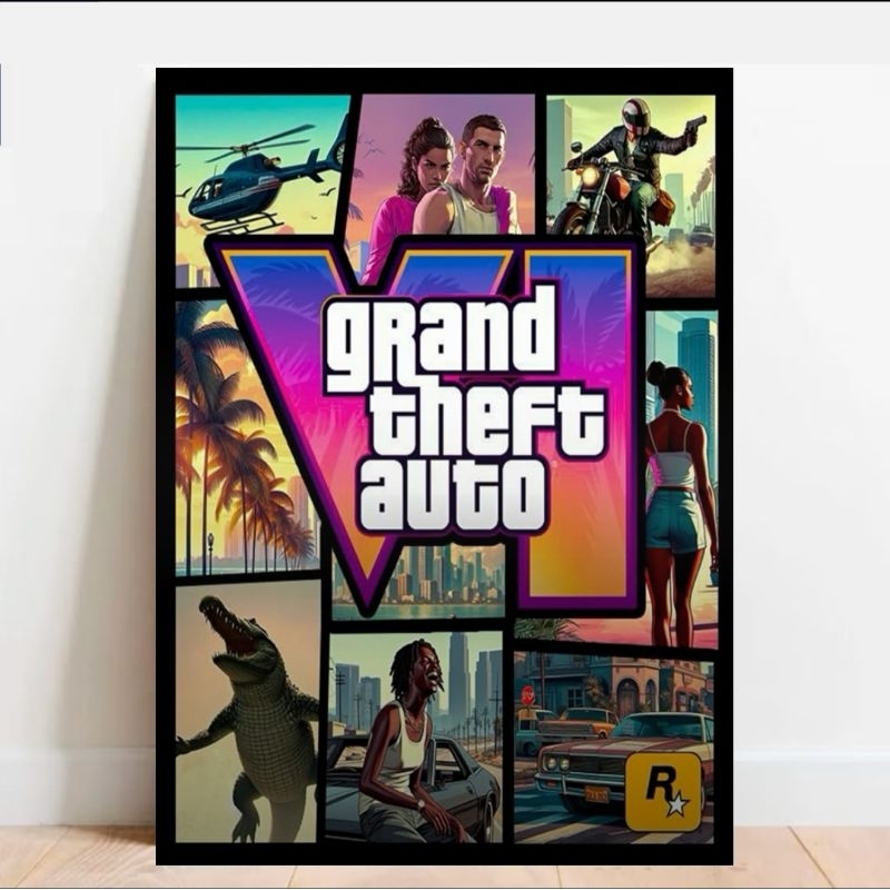 Quadro GTA 6 20x28cm | Arte Estilo Game | Decoração Vice City | Quadro Gamer para Quarto ou Setup