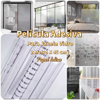 Adesivo Vinil Jateado Impermeável Para Decoração de Vidro Porta Janela 2m X45cm em Oferta na Shopee