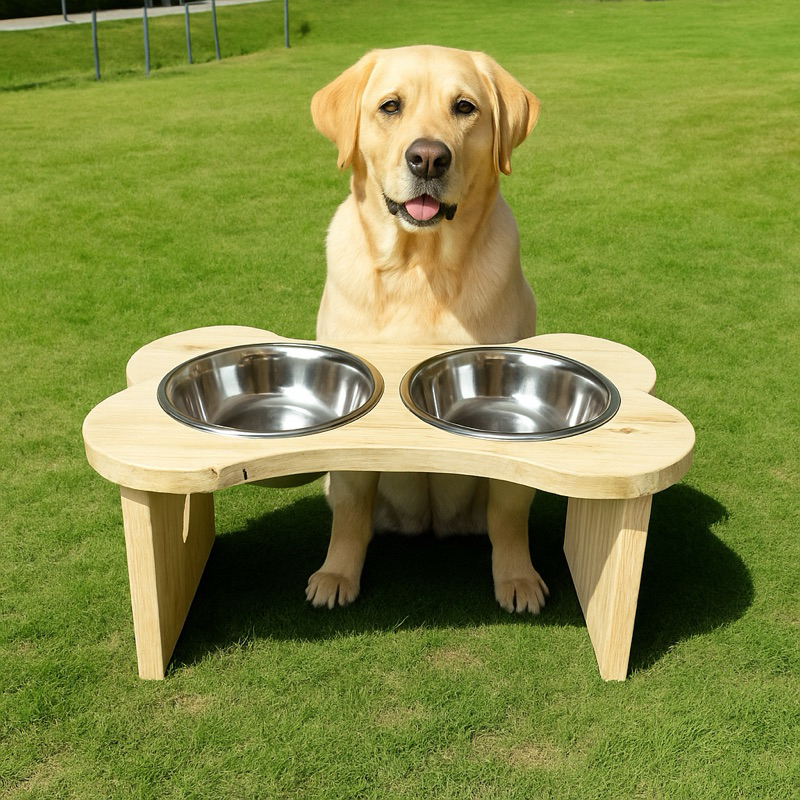 Comedouro Elevado Pet Bebedouro Cachorro Madeira Minimalista Porte Grande PROMOÇÃO