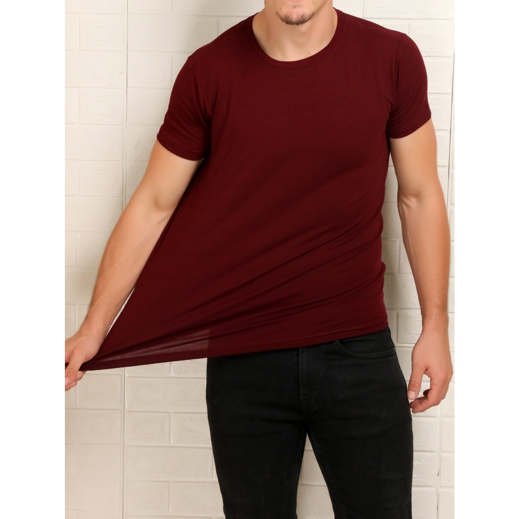 Camisetas Masculio Basicas  Manga Curta Com Elastano Malha Visco Lycra(Malha Fria)