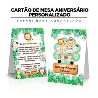 Agradecimentos para festas tema Safari Baby Aquarelado (n+cn) Kit Festa de 10 a 40 unids em Oferta na Shopee
