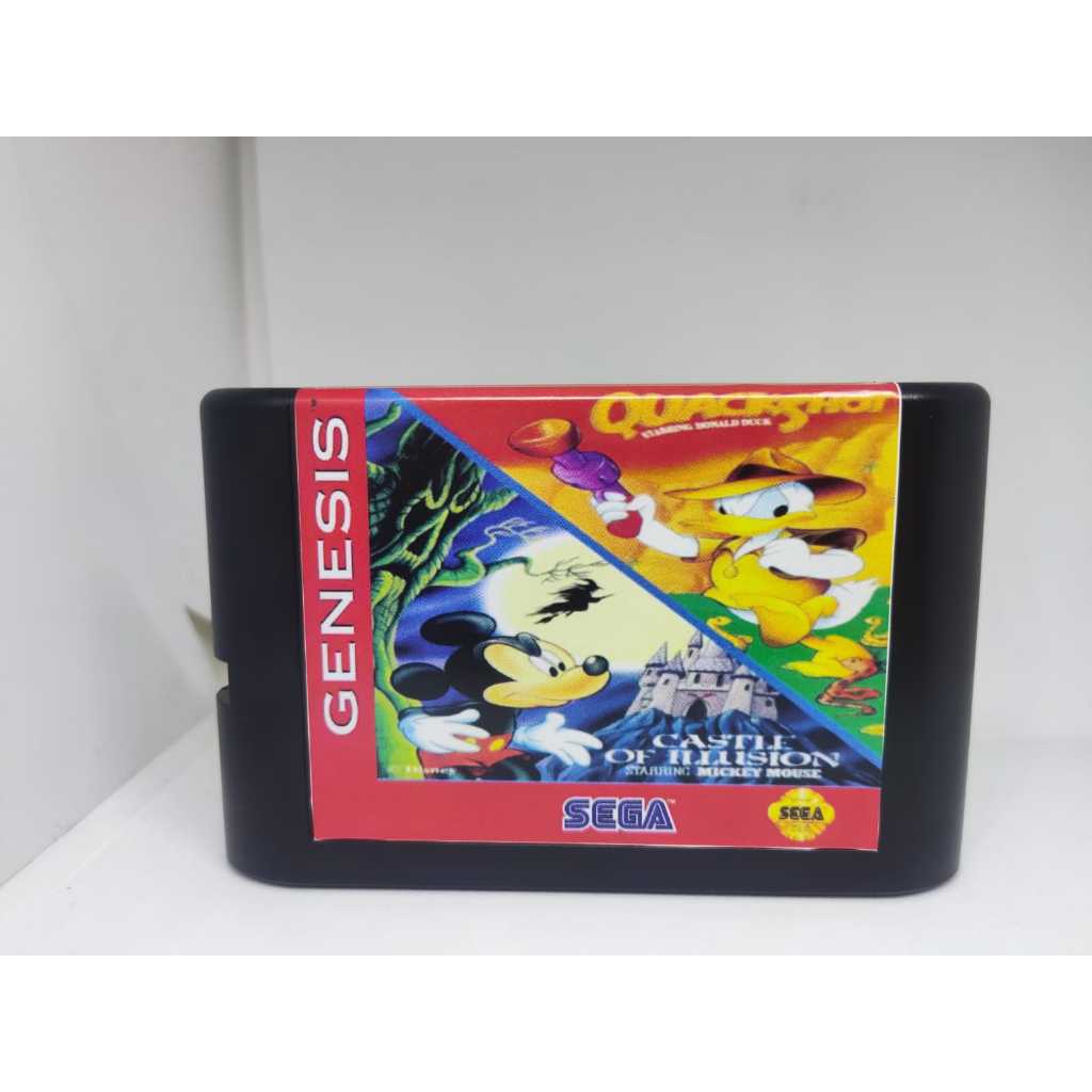 Fita / Cartucho 2 em 1 QuackShot + Castle of Illusion para Mega Drive / Sega Genesis