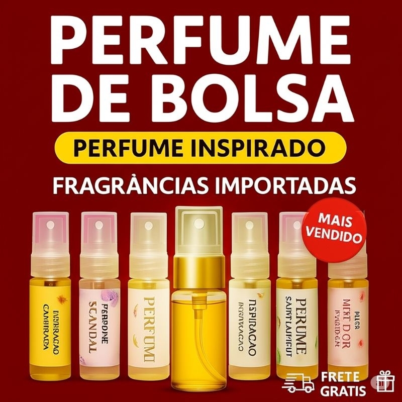 Perfumes de bolsa Kit com 1, 2 ou 7 Perfumes de Bolsa de Alta Fixação e Longa Duração 15ml - Fragrâncias Importadas