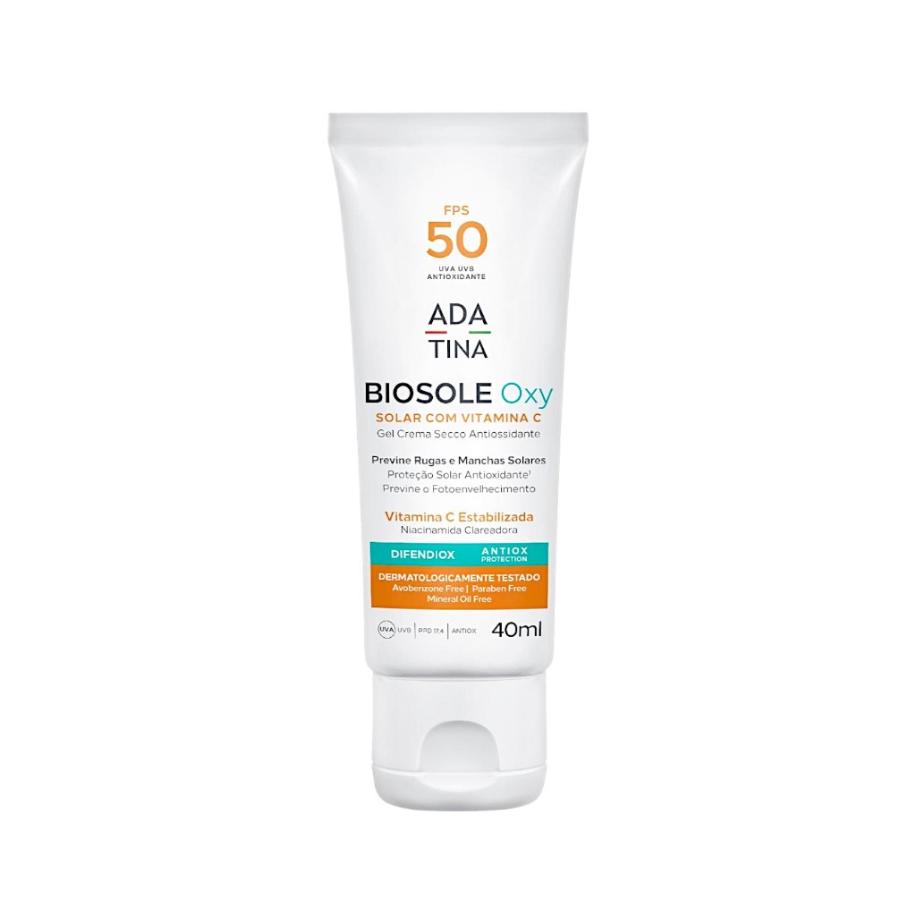 Protetor Solar Facial Clareador Ada Tina Biosole Oxy Fps 50 (40ml)
