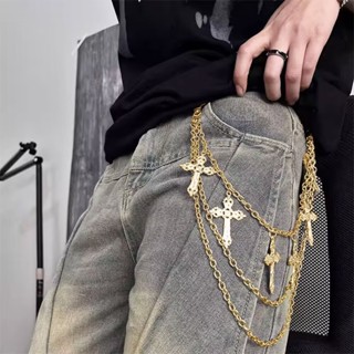 Cinto de corrente para calças multicamadas punk de Halloween metal estrelas cruz teia de aranha三层链吊坠 em Oferta na Shopee