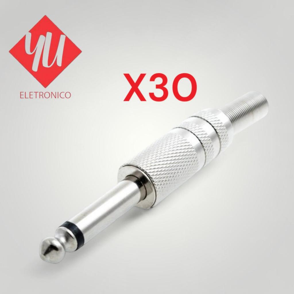 30 Conector P10 Mono Com Mola Oferta em Oferta na Shopee