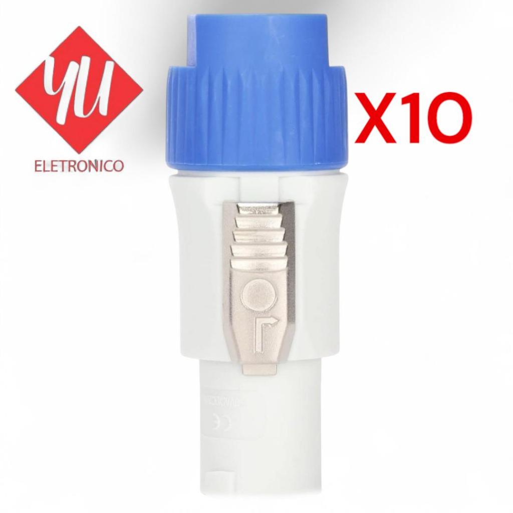 kit 10 conectores speakon plug macho de metal com trava powercon de 3 vias para áudio em Oferta na Shopee
