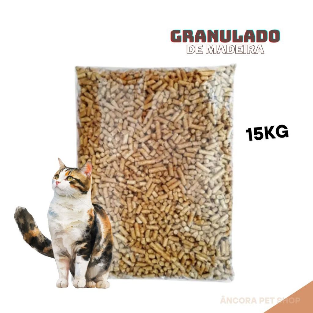 Granulado De Madeira Sanitario Para Gatos 15kg