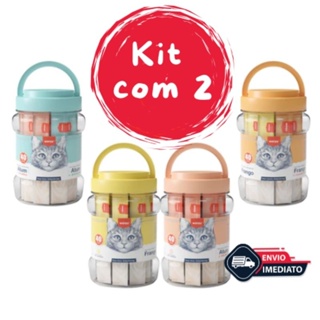 Kit 2 Wanpy c/ 40 Petiscos Creamy Para Gatos Sabores Cremoso em Oferta na Shopee