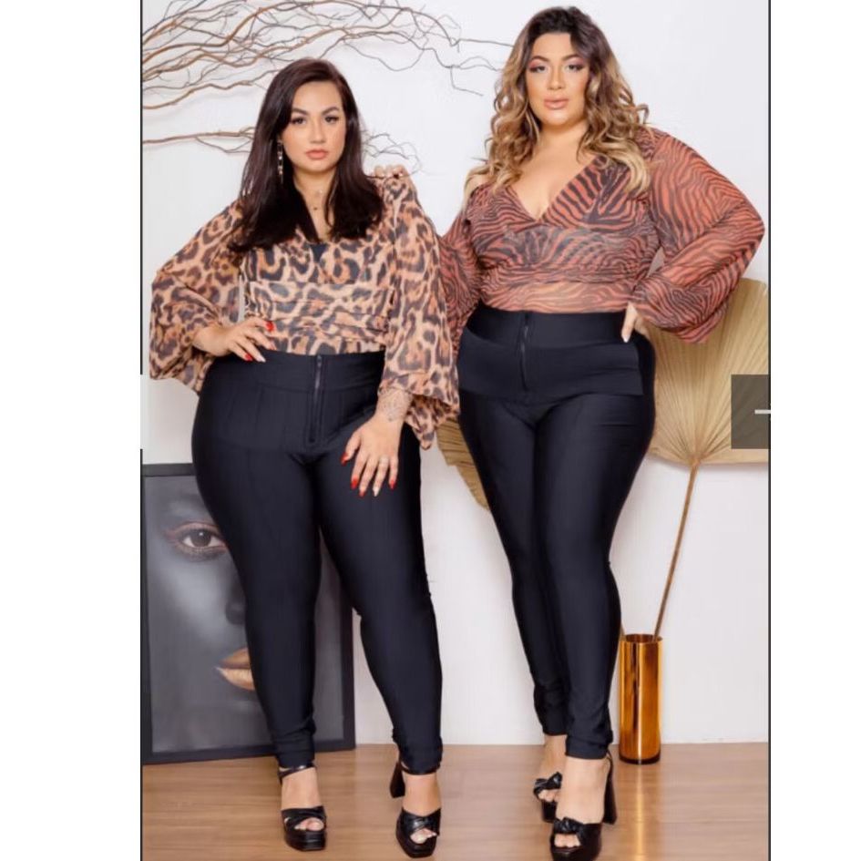 Calça Lipo Femenina Plus Size G1 G2 G3 Modeladora Cintura Alta Efeito Redutor Tecido Power Legging