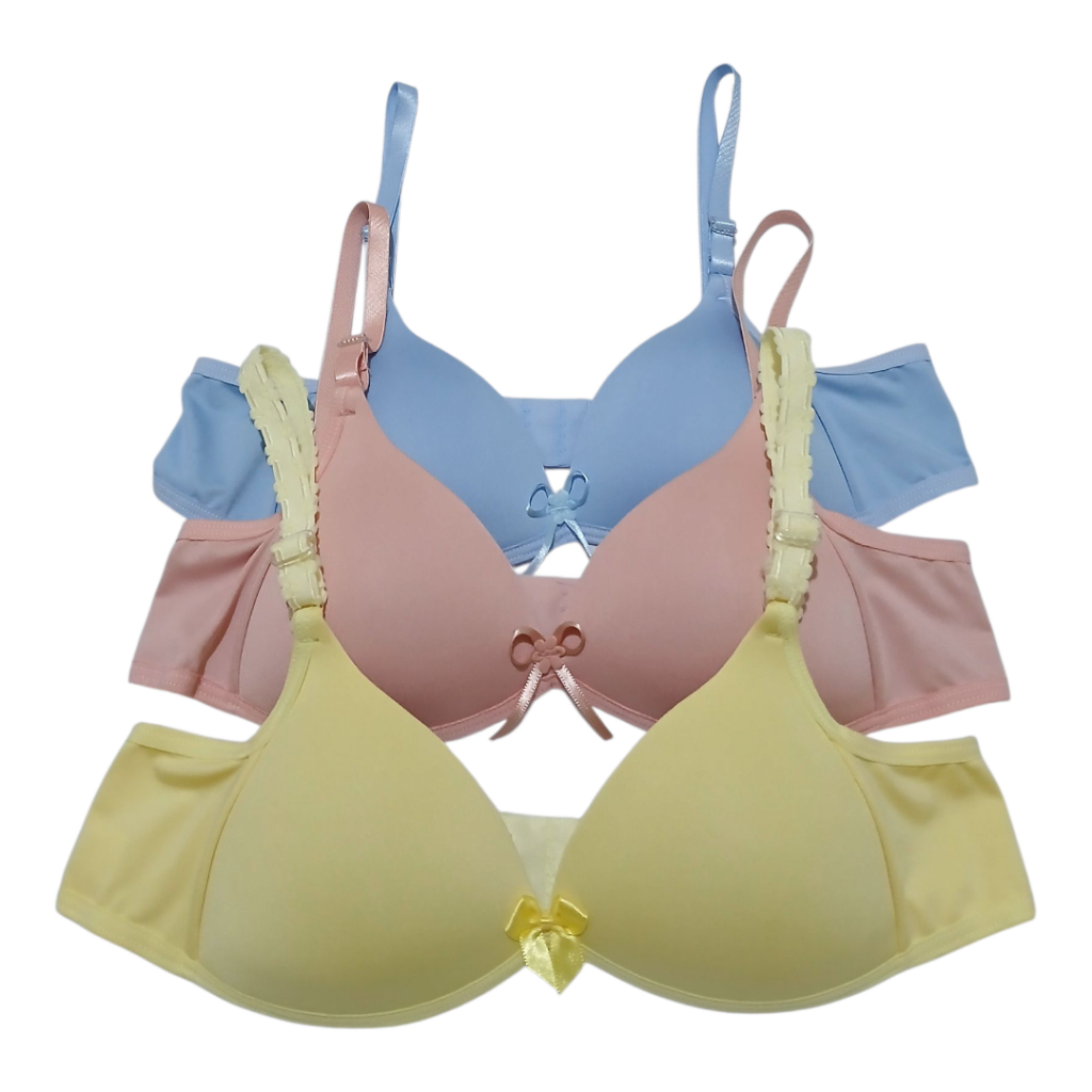 KIT 03 SUTIÃS COM BOJO JUVENIL (MENINA MOÇA) DE MICROFIBRA COM BOJO em Oferta na Shopee