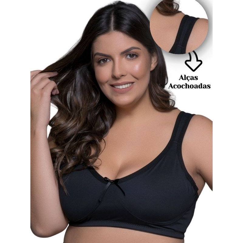 Sutiã Plus Size Sem Bojo Alta Sustentação Confortável Alça Larga Sutian Tamanho Grande