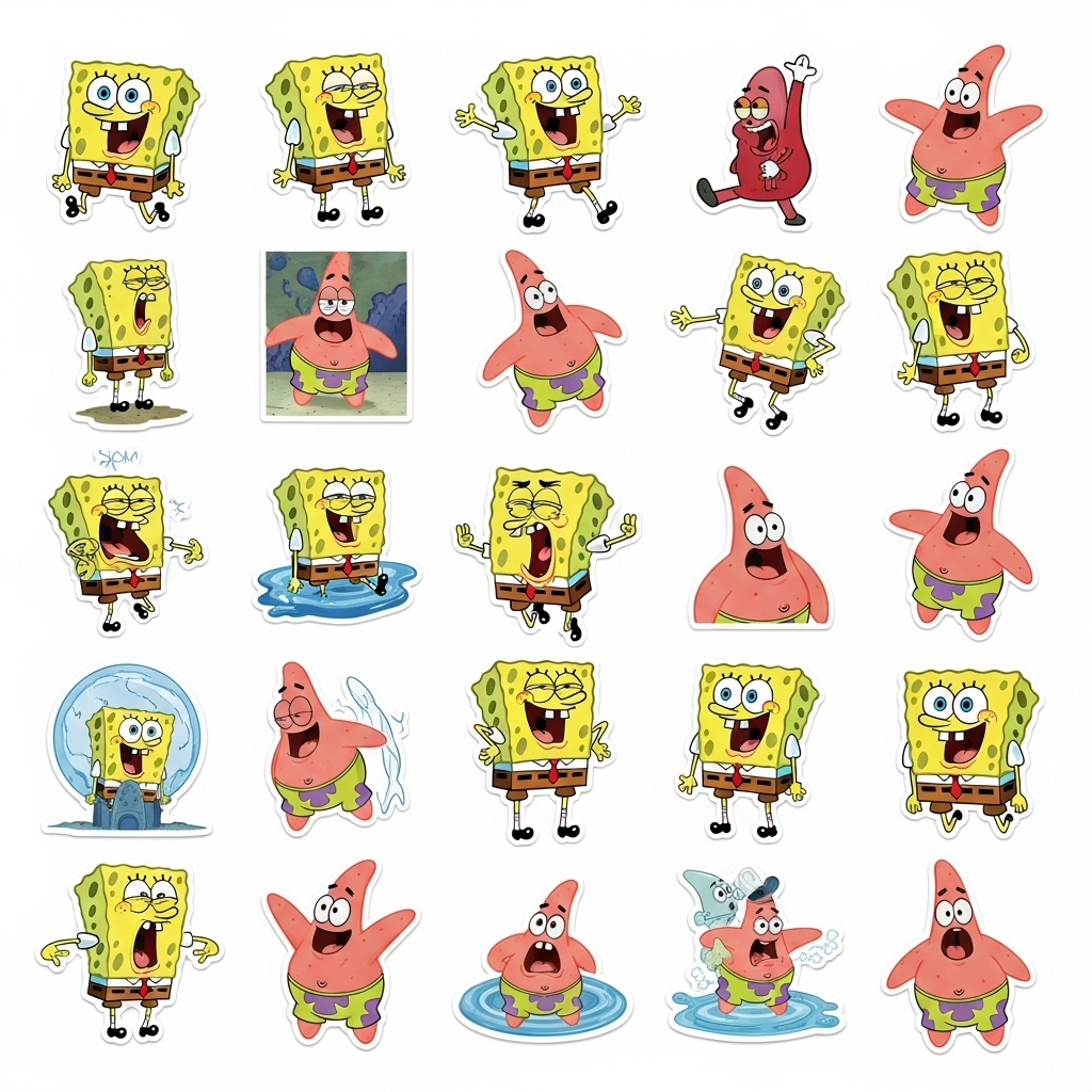 Adesivos Bob Esponja | 50 a 100 Unid Sortidas + Brinde Surpresa em Oferta na Shopee