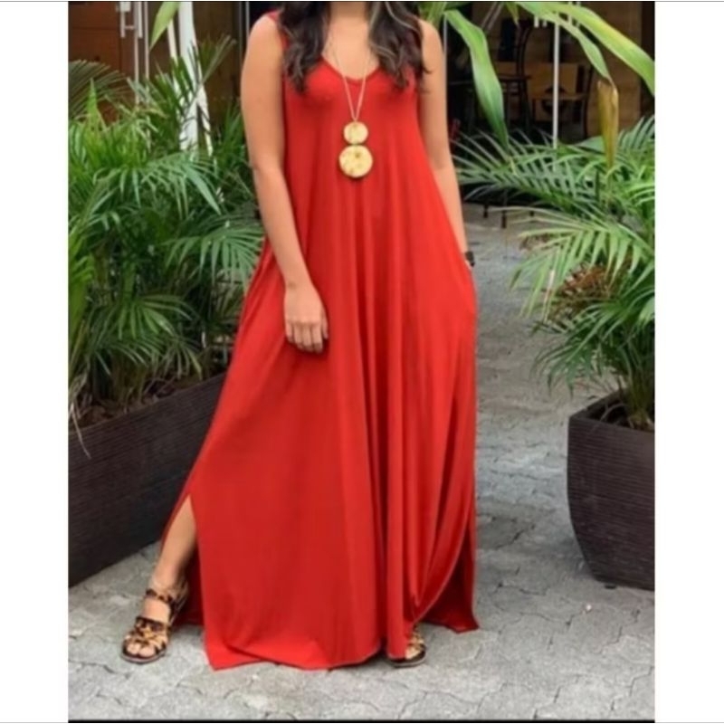 vestido regata longo em Oferta na Shopee