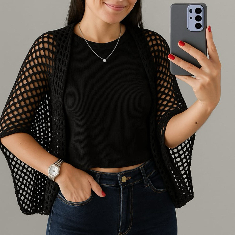 CAPA TRICÔT COLETE PONCHO FRIO INVERNO VERÃO VAZADO PLUS SIZE LUXO ❤️‍🩹 em Oferta na Shopee