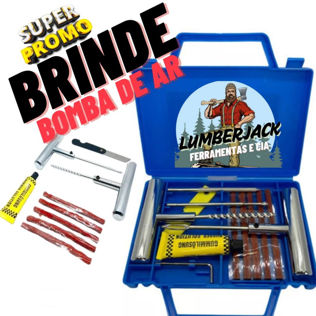 Kit Reparo Pneu Profissional e Intermediário Maleta Completa Para Reparo de Pneu de Moto e Carros + BOMBA DE AR CORTESIA em Oferta na Shopee