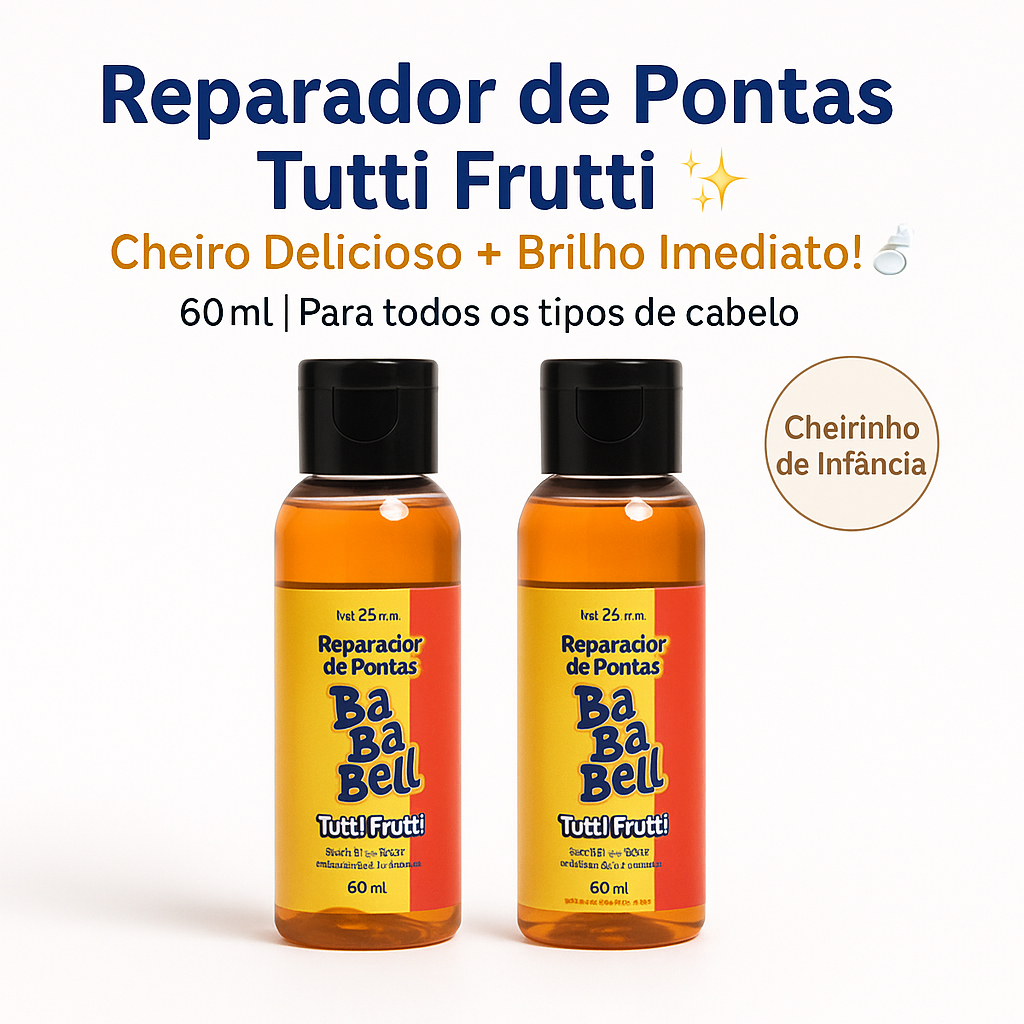 Kit 2 Reparadores de Pontas Baba Bell Tutti Frutti | Cabelos macios, brilho e cheirinho gostoso