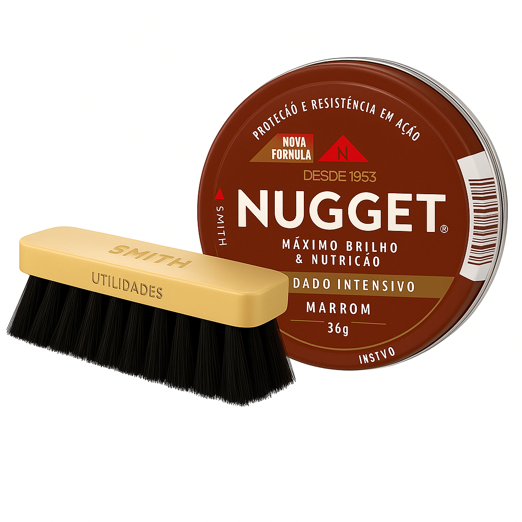 Kit Graxa Nugget Marrom 36g + Escova de Sapato Macia