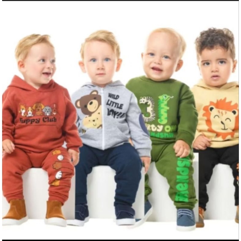 Conjunto Moletom Bebê Infantil Criança Menino Agasalho infantil roupa para o Inverno 100% Algodão C...