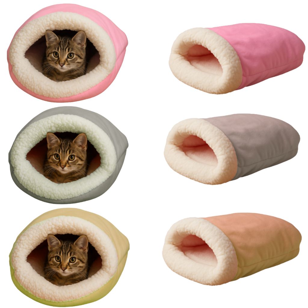 Cama Toca Para Gatos E Cachorros Saco De Dormir Ultra Macio Com Sherpa Pelúcia Toquinha Confortável