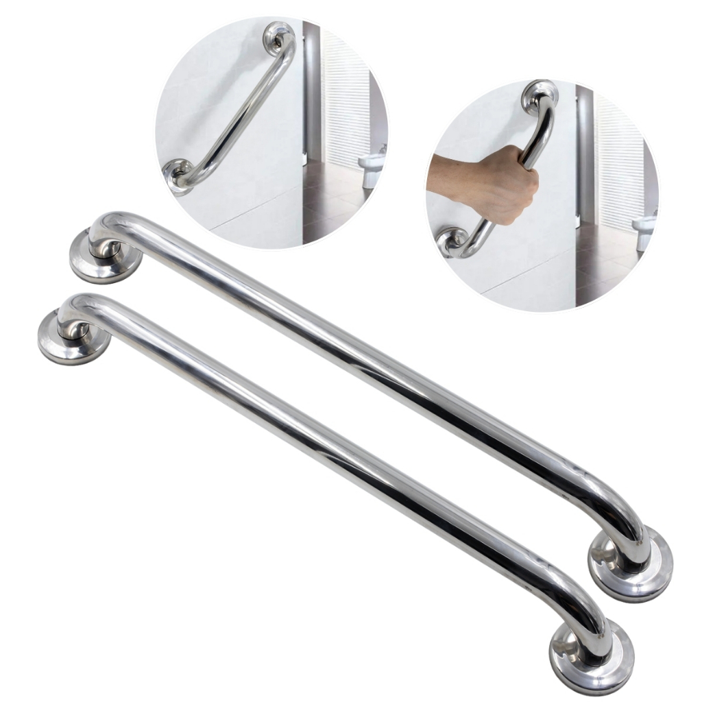 Kit 2 Alça Barra De Apoio Suporte Para Parede Inox 50cm Banheiro Corrimão Aço