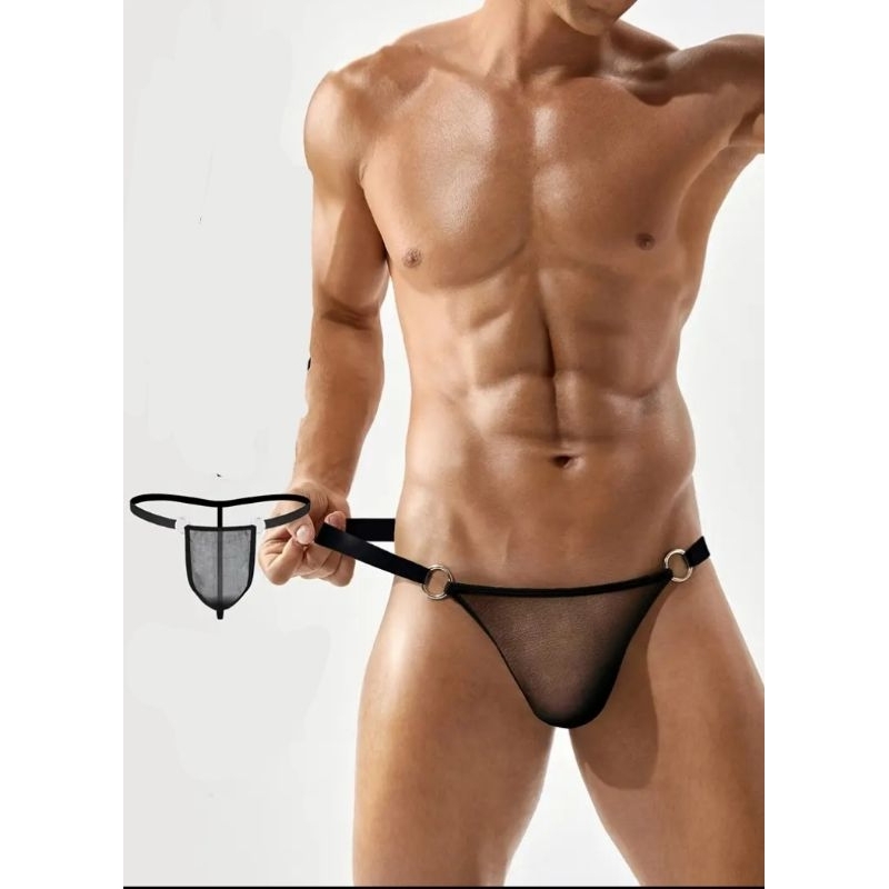 Cueca jockstrap tanga calcinha masculina 8008 com transparência