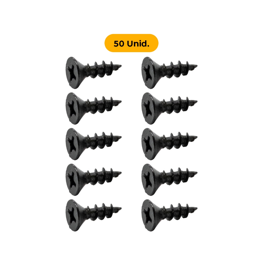 Kit 50 Parafusos Chipboard Phillips Preto De Madeira 3,5x12mm