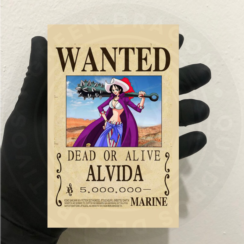 Mini Quadros Wanted One Piece Alvida Mini Placas Decorativas Wanted One Piece Alvida