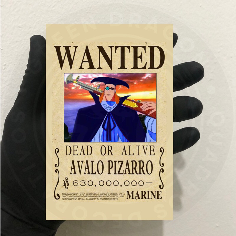 Mini Quadros Wanted One Piece Avalo Pizarro Mini Placas Decorativas Wanted Avalo Pizarro 10x15 cm