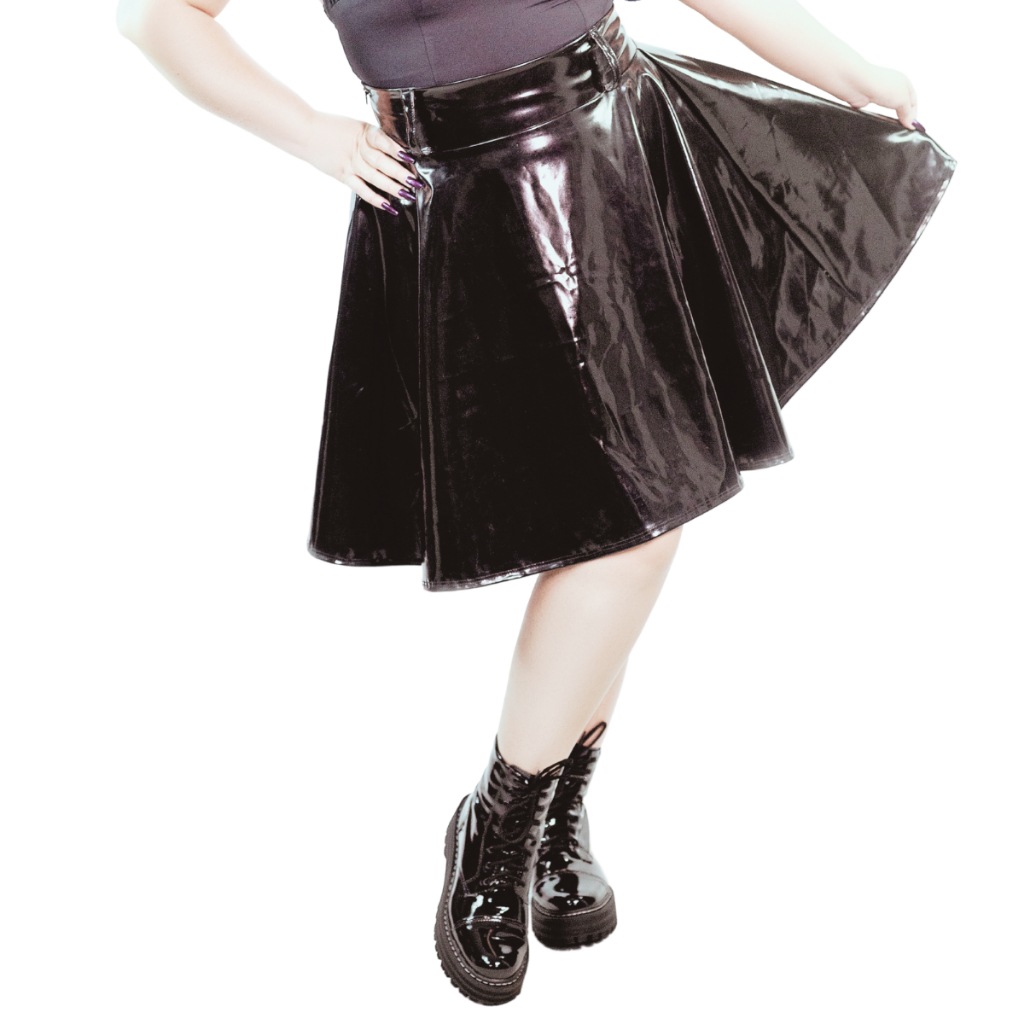 Saia Feminina Plus Size Vinil Gothic Lolita Fantasia Halloween Mulher Gato Cat Woman Pin Up Vintage Gótica Dark