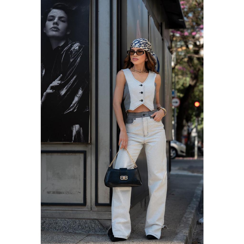 Conjunto jeans contraste , conjunto elegante ,casual