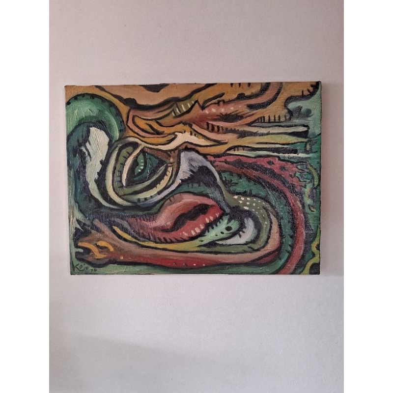 pintura óleo sobre tela  - paisagem ondulada - arte/artesanato/quadro