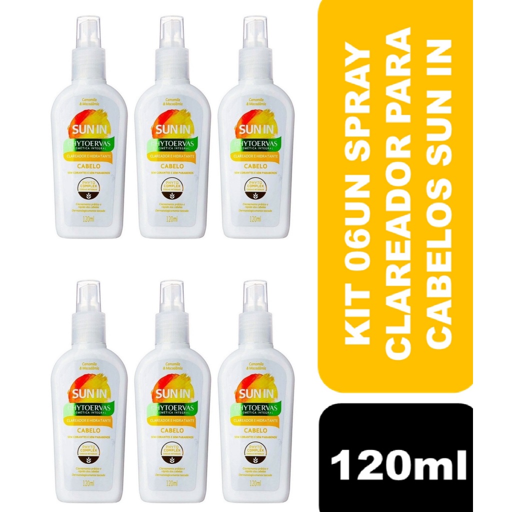 Kit 06un Clareador Sun In Spray Para Cabelos - Original Phytoervas 120ml em Oferta na Shopee