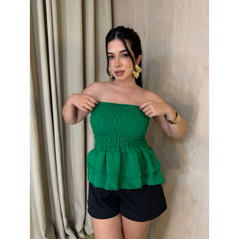 Blusa tomara que  caia  estilosa elastex  com babado no duna qualidade premium  acabamento perfeito verão ELEGANTE em Oferta na Shopee