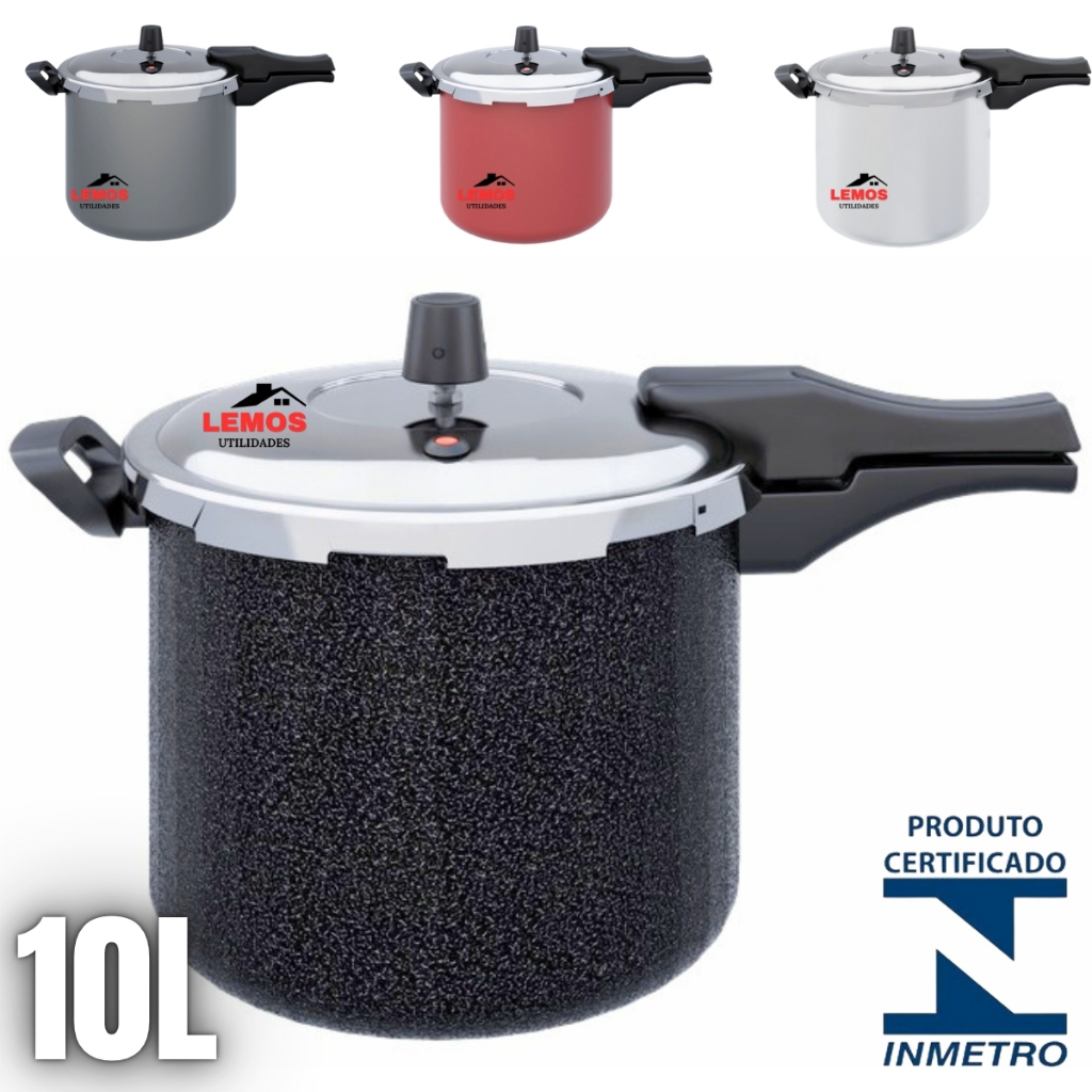 Panela De Pressão 10 Litros Fechamento Externo Certificada Inmetro Cozimento Rapido Garantia 1 Ano em Oferta na Shopee