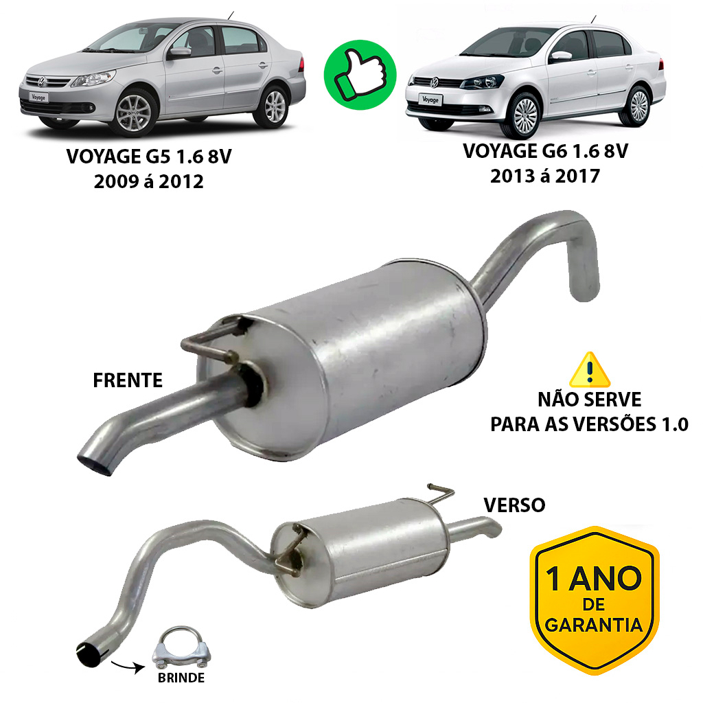 Escapamento Silencioso Traseiro Voyage G6 1.6 8v 2013 á 2016 em Oferta na Shopee