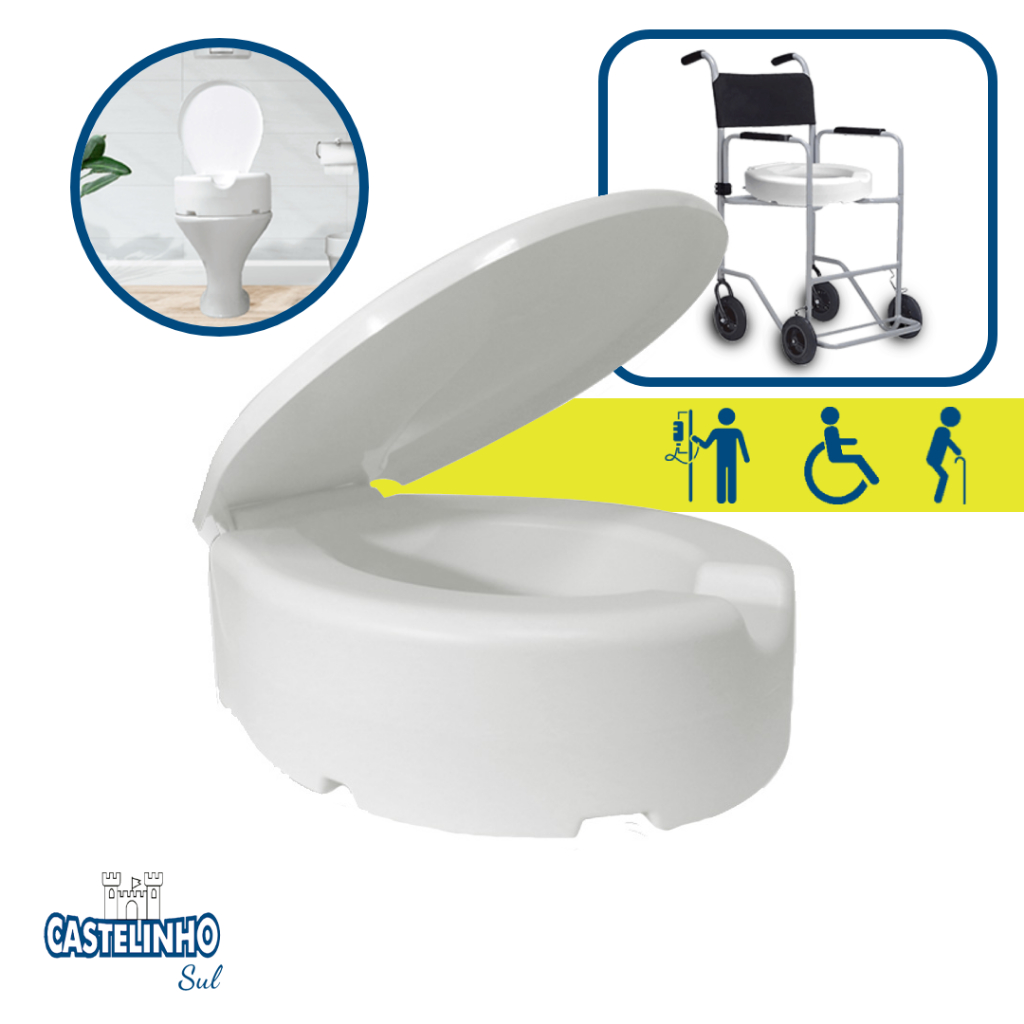 Assento Elevado para Vaso 13cm com Tampa, Ideal para Pós Cirúrgico e Idosos em Oferta na Shopee